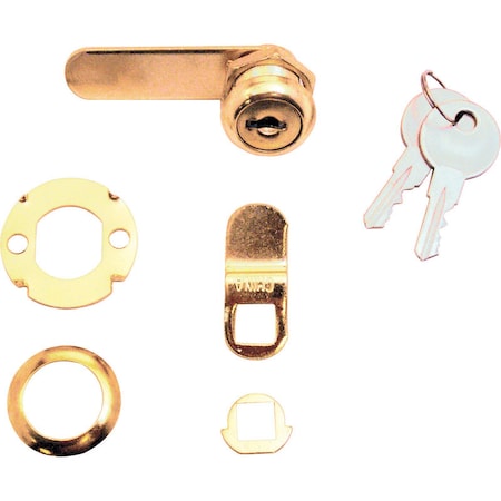 Prime-Line Prime-Line Bright Brass Gold Steel Cabinet/Drawer Lock U9942